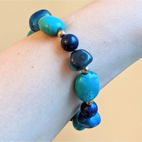 Turquoise  & Lapis Lazuli Bracelet - Picture 4 of 5